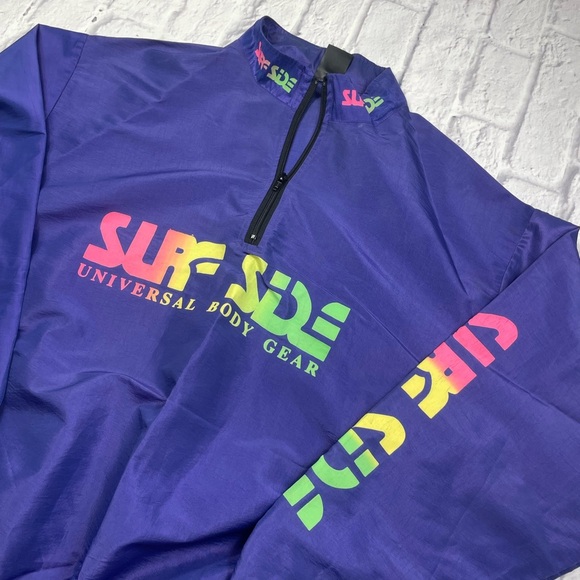 Vtg 90’s Surfside Universal Body Gear Fluorescent Purple Beach Windbreaker Sz XL - Picture 2 of 8
